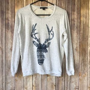 Living Doll Semi Sheer Deer Long Sleeve Tee Sz M